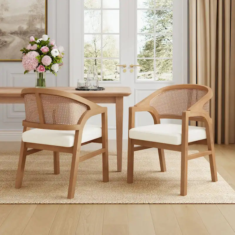 Christopher Knight Home - Eetkamerstoel met rieten bekleding (set van 2)