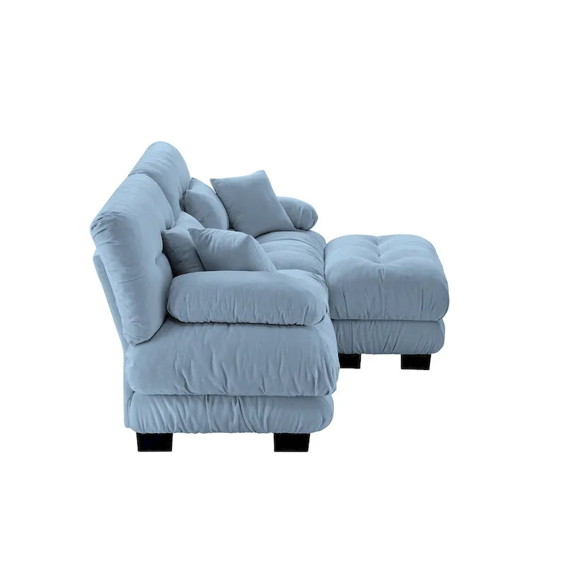 L-förmiges Zweisitzer-Sofa aus Chenille mit Lendenkissen