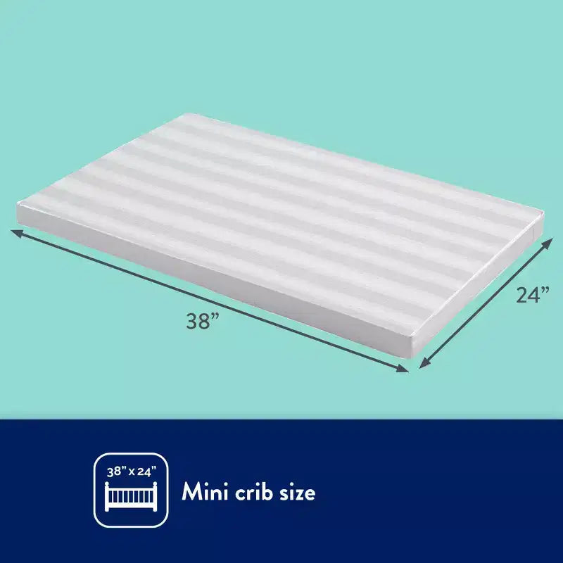 Materasso impermeabile mini per lettino - 38"x24": ultra rigido, ipoallergenico, schiuma di poliestere, 3,6 libbre
