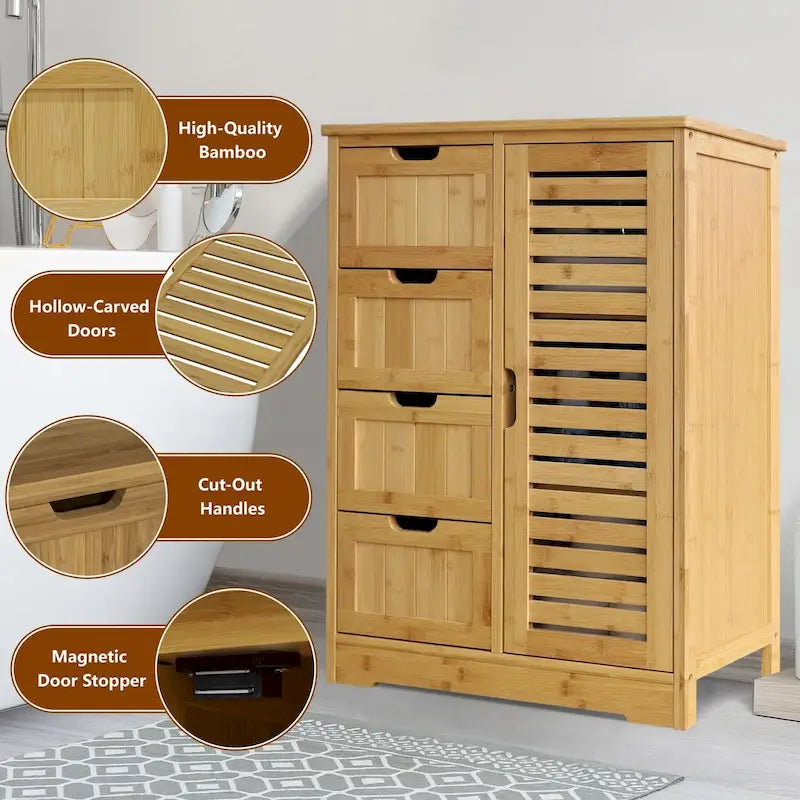 VEIKOUS-vloerkast voor de badkamer met 4 laden
