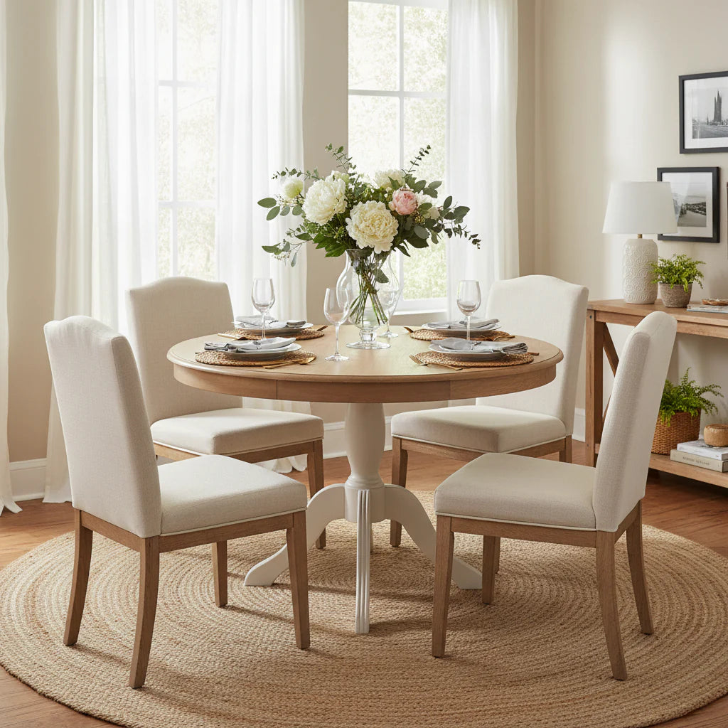 Table piédestal ronde en bois massif