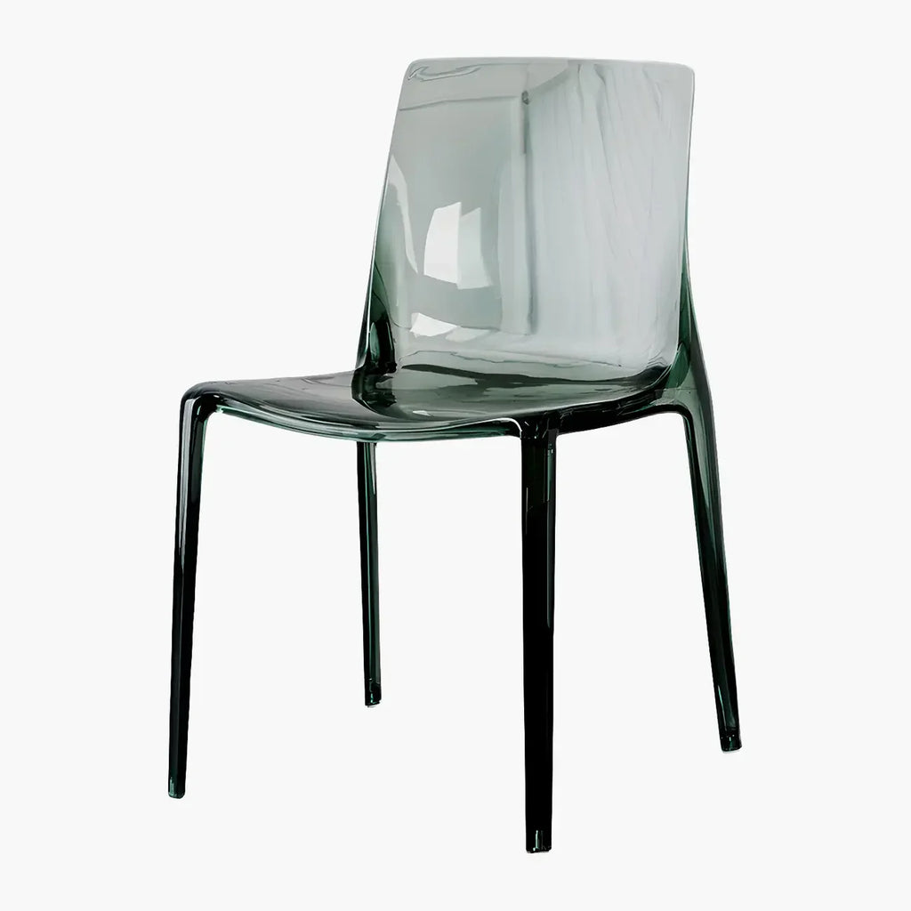 Chaise de salle à manger sans accoudoirs à dossier bas en acrylique ambré