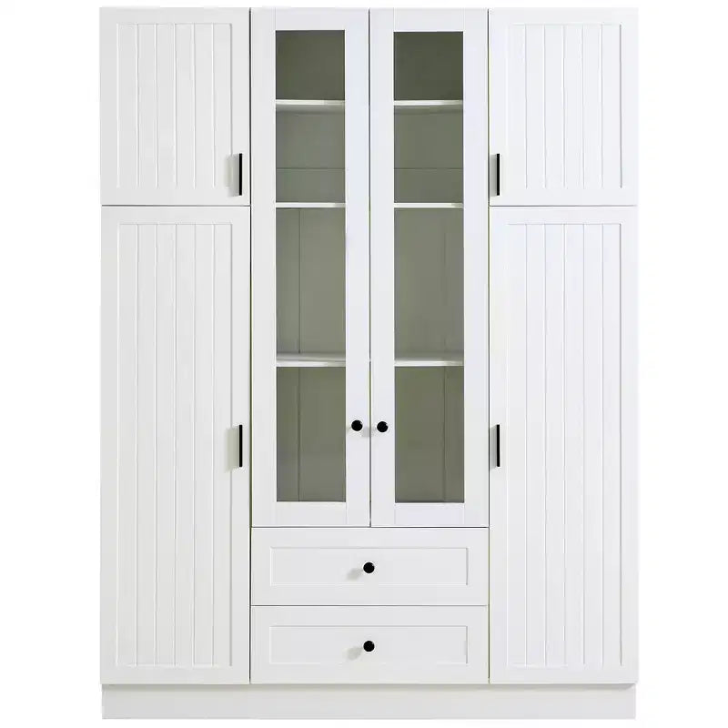 Garde-manger de cuisine autoportant Whisen de 180 cm de hauteur, grande armoire de rangement pour salle à manger avec 6 portes et étagères réglables