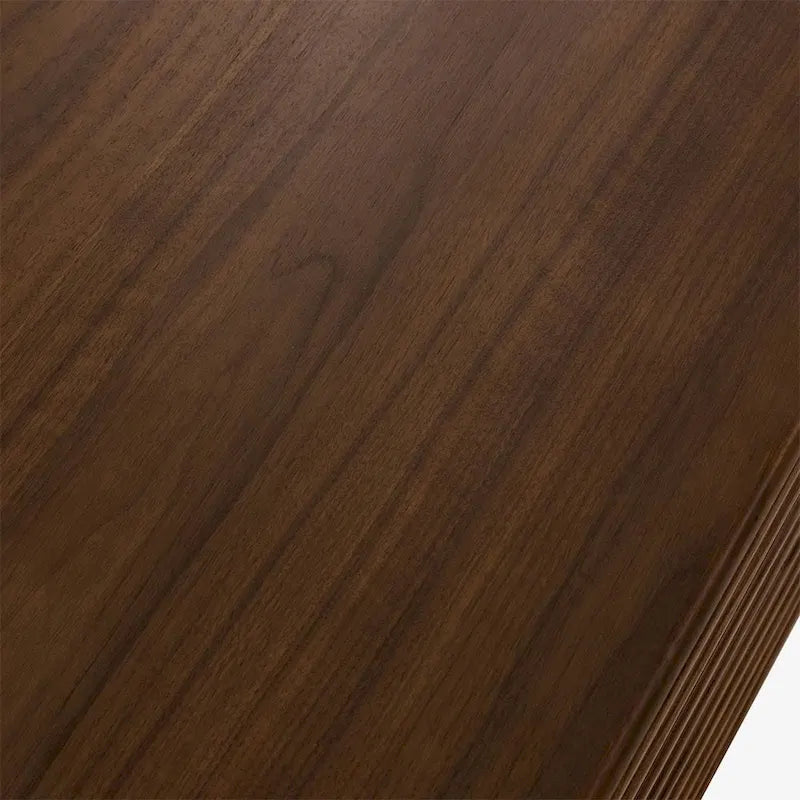 Minimalistische tv-meubel met laden, mediaconsole van massief hout met kasten, neerklapbare deur, walnootfineer, volledig gemonteerd