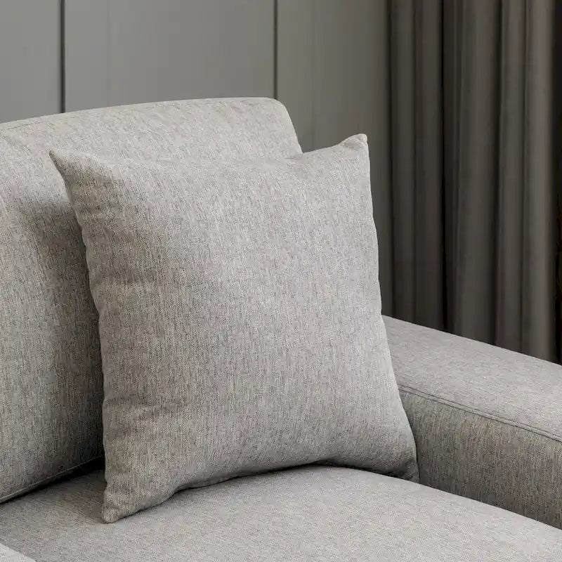 Nowoczesna, ponadgabarytowa sofa z szezlongiem i funkcją spania w stylu mid-century, z poduszką