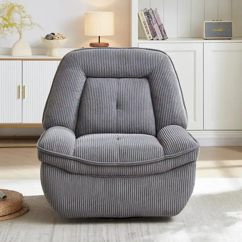 Fauteuil inclinable pivotant et berçant en velours côtelé, avec repose-pieds, pour le salon