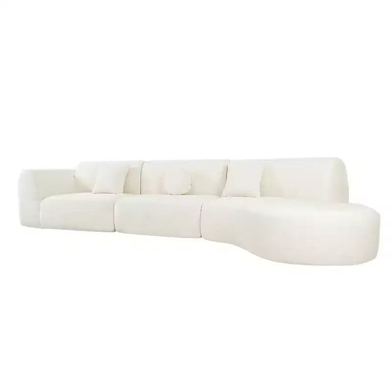 Moderne gebogen hoekbank van 140 inch met chaise longue, 3-delige set voor de woonkamer