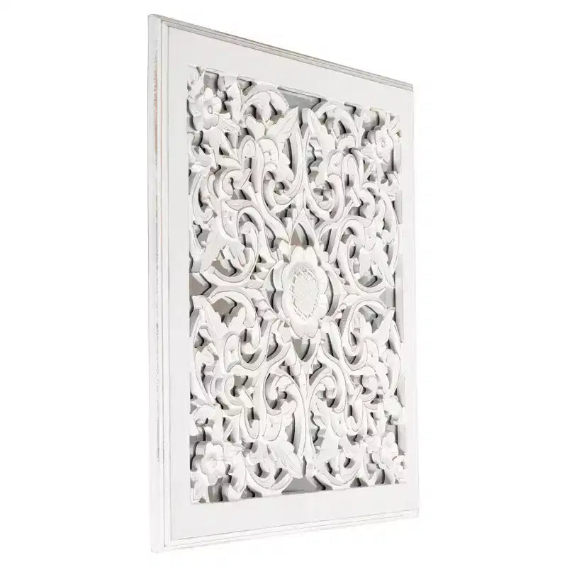 Carved Wall Mirror Medallion White - Brewster