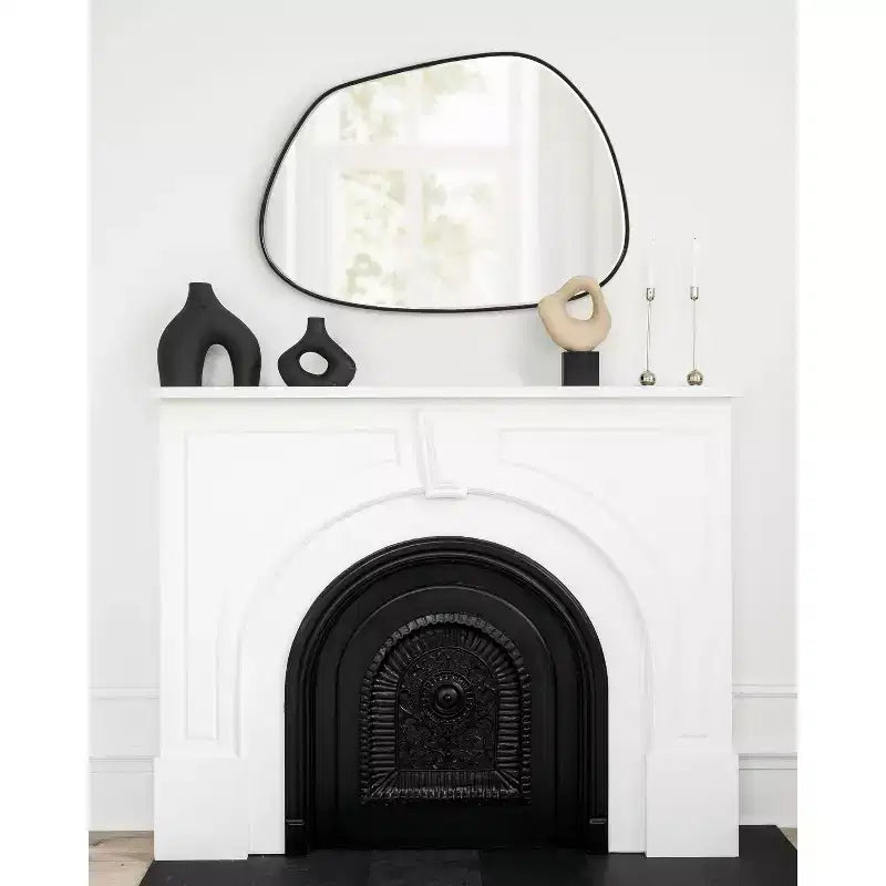 Asymmetric Decorative Wall Mirror – 22x30, Black, Beveled Edge