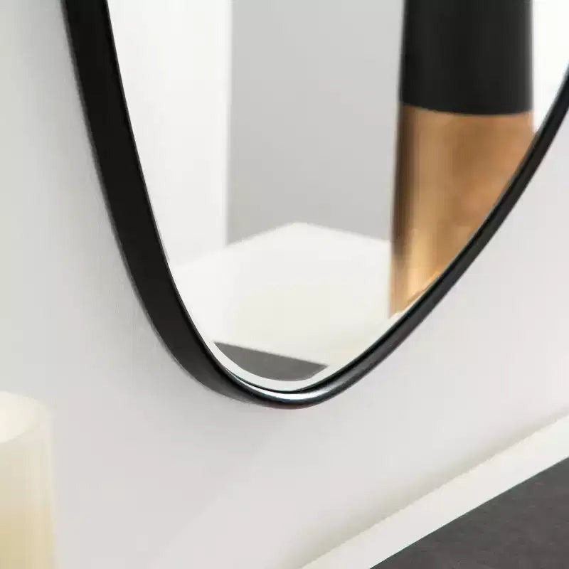 Asymmetric Decorative Wall Mirror – 22x30, Black, Beveled Edge