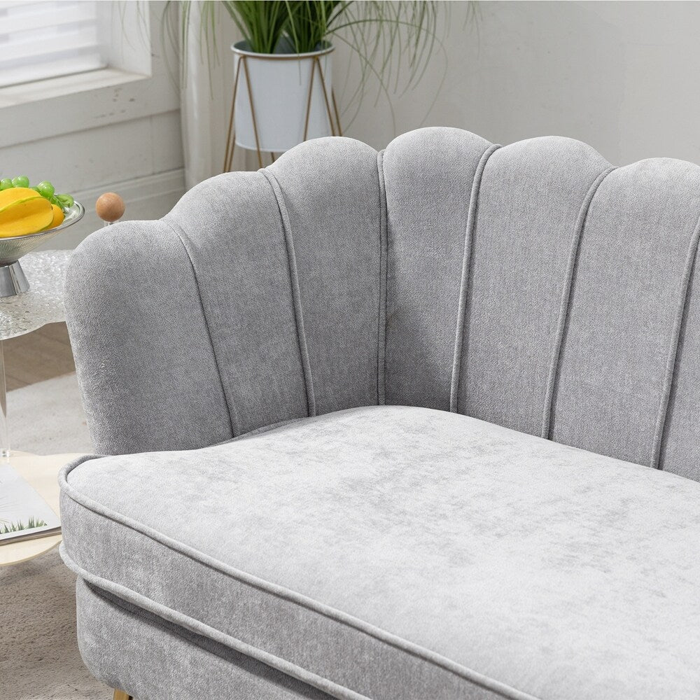 Kleines Mini-Sofa für zwei Personen mit goldenem Metallbein – 2 Sitzplätze