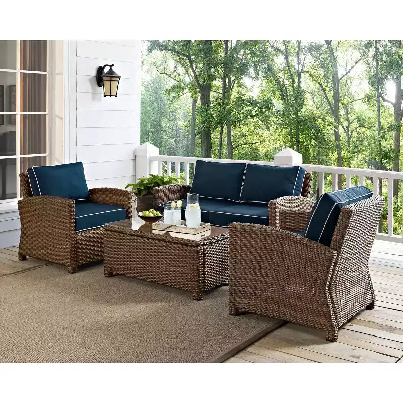 Bradenton 4-teiliges Outdoor-Sitzmöbel-Set aus Korbgeflecht – Crosley