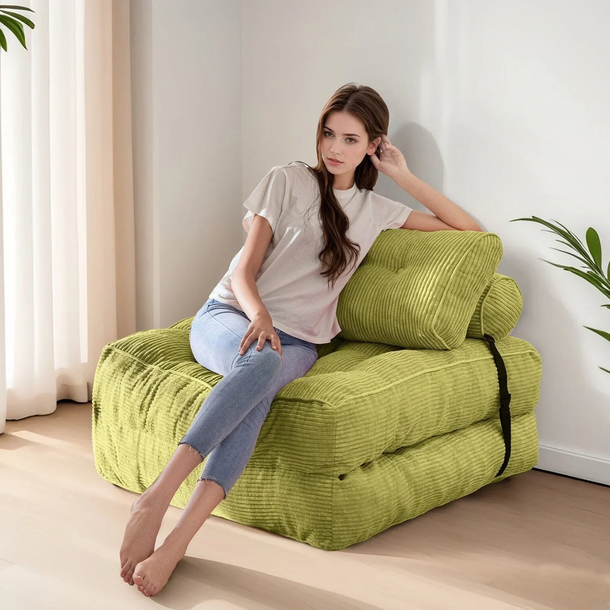 8 Corduroy vouwbare slaapbank, eenpersoons