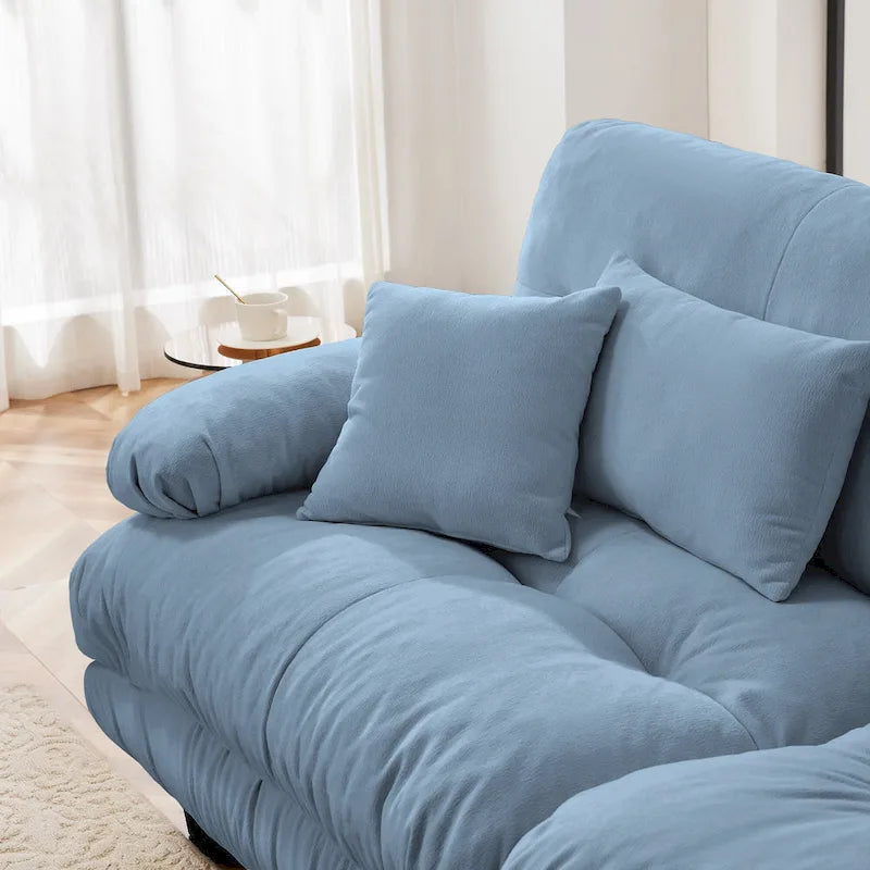 L-förmiges Zweisitzer-Sofa aus Chenille mit Lendenkissen