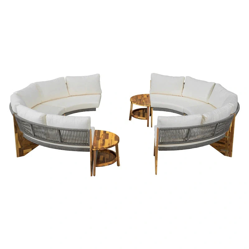 Sitzgruppe für 6 Personen im Außenbereich mit Polstern und 1 Couchtisch