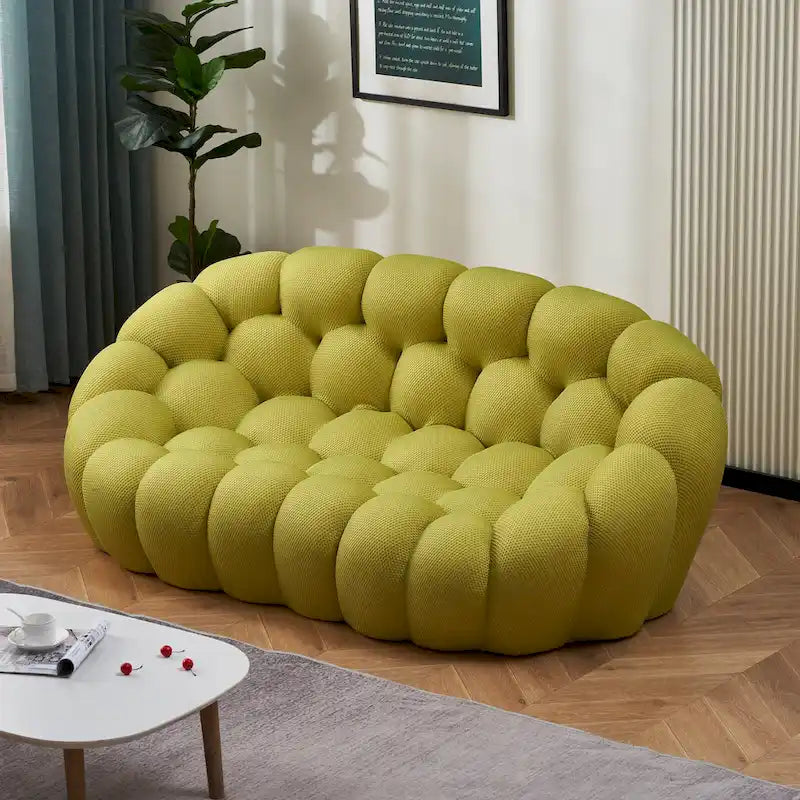 2-istuttava kuplamainen kaareva löhösohva, hunajakennokuvioinen 3D-kangaspäällinen, olohuoneeseen, salonkiin tai asuntoon