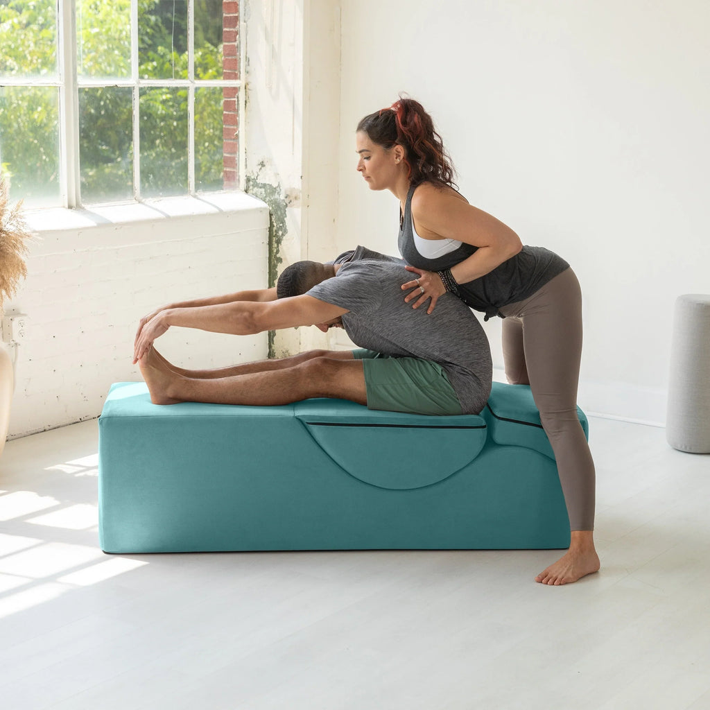 Avana Kami converteerbare chaise longue / yoga en massage - 2-in-1 hocker met verborgen uitklapbare yogastoel, microvelours - N/A
