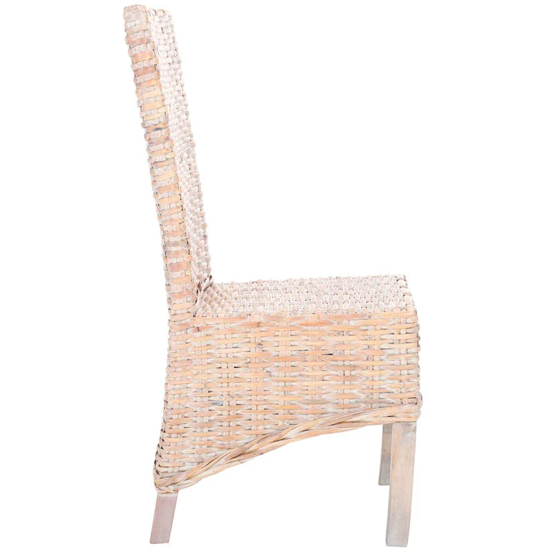 Set van 2 natuurlijke rieten eetkamerstoelen, 19B x 22D x 41H, boho-kuststijl