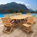 Ensemble de salle à manger de jardin extensible Amazonia Teak Sessa en teck, 13 pièces – 13 pièces
