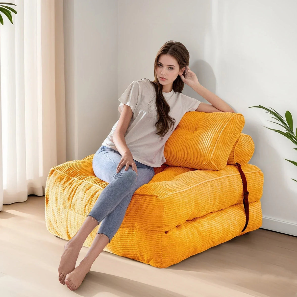 8 Corduroy vouwbare slaapbank, eenpersoons