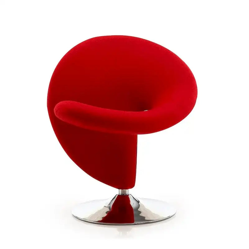 Manhattan Comfort Curl draaibare accentstoel van chroom en wolmix (set van 2)