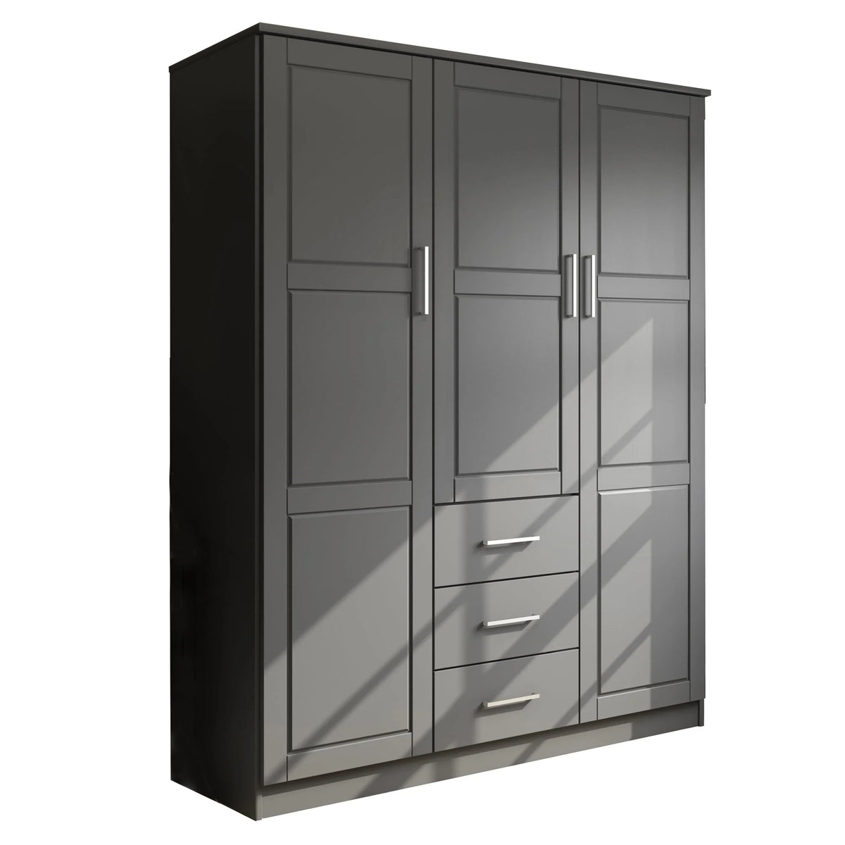 Palace Imports Cosmo 3-türiger Kleiderschrank aus 100 % Massivholz mit Türen aus Massivholz oder Spiegelglas