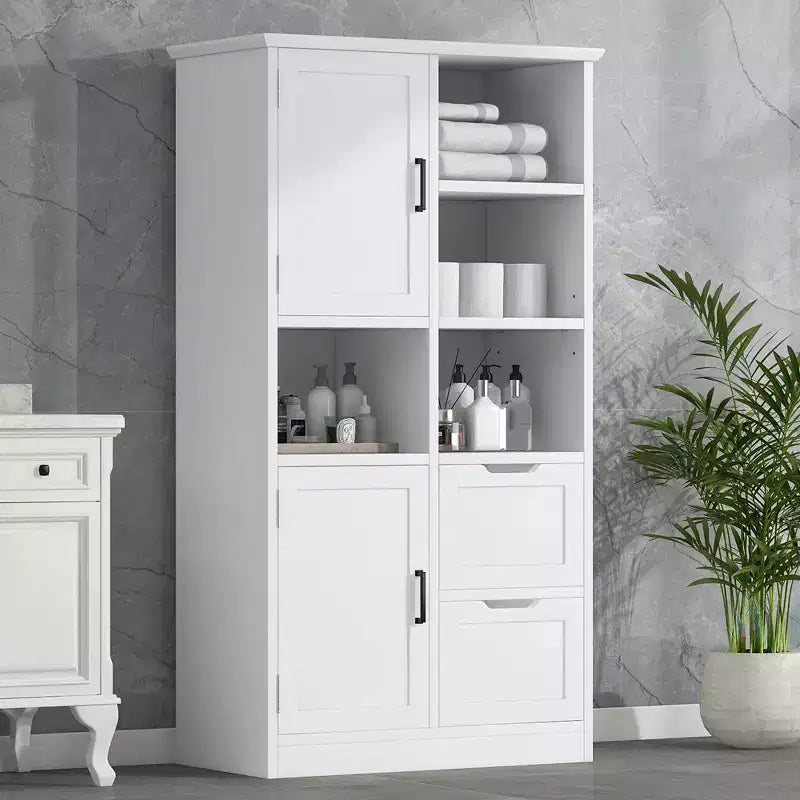 Mobile contenitore da bagno alto 62", indipendente, con cassetto e ripiano regolabile, dispensa per bagno e soggiorno