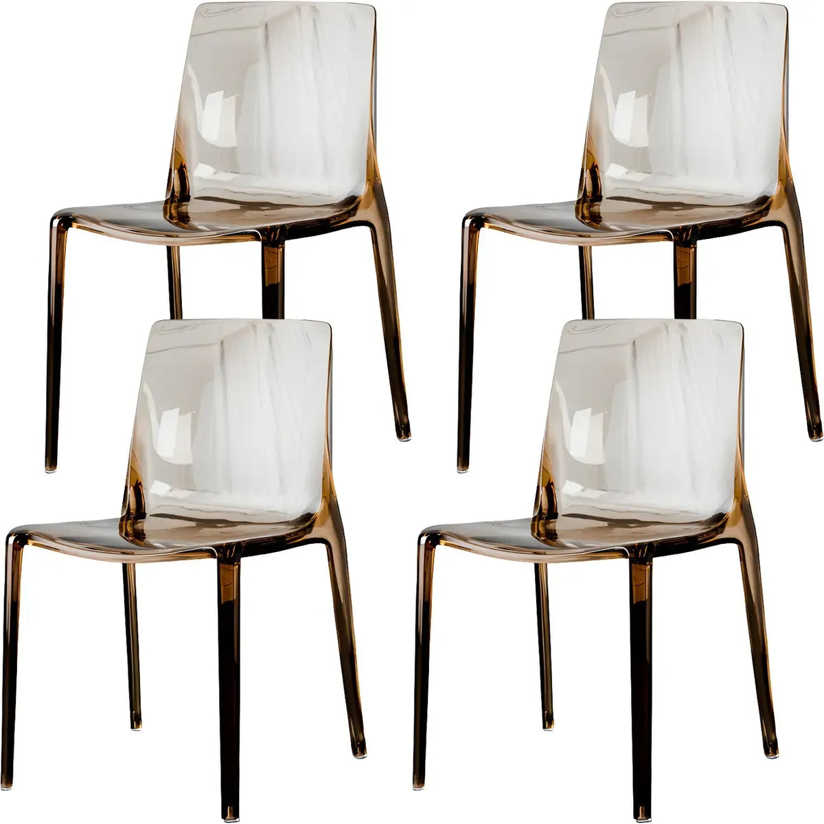 Chaise de salle à manger sans accoudoirs à dossier bas en acrylique ambré