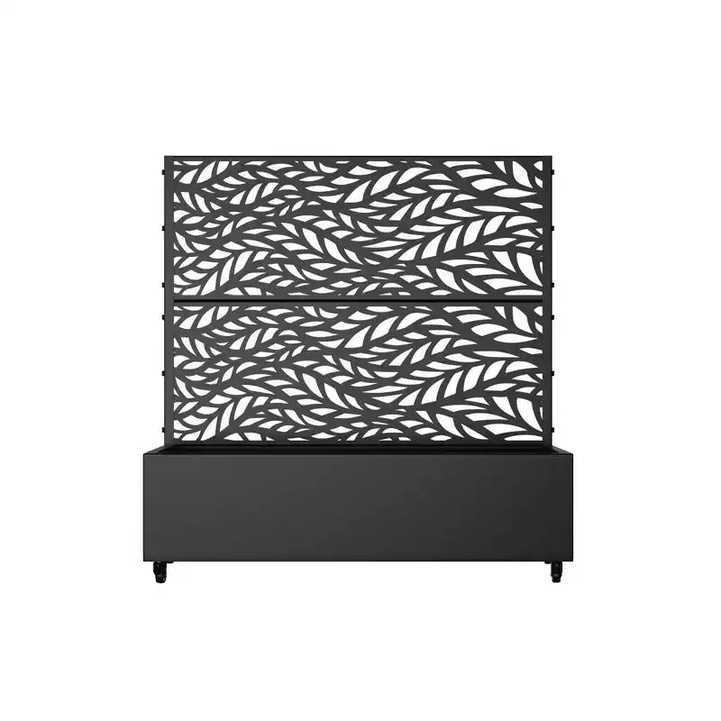 MAYEERTY plantenbak met trellis, ijzer, zwart, lamellen, Classic Helen Street 01, gecombineerde stijl, 72 x 47 x 16 inch, set van 3