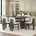 Ensemble de salle à manger en bois de style transitionnel, 7 pièces, avec table rectangulaire et 6 chaises