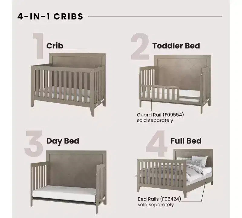 Child Craft Kieran Kinderbett-, Doppelkommoden- und Wäscheschrank-Set fürs Kinderzimmer, 3-teilig, inklusive 4-in-1-Umbaubett, Kommode und Wäscheschrank