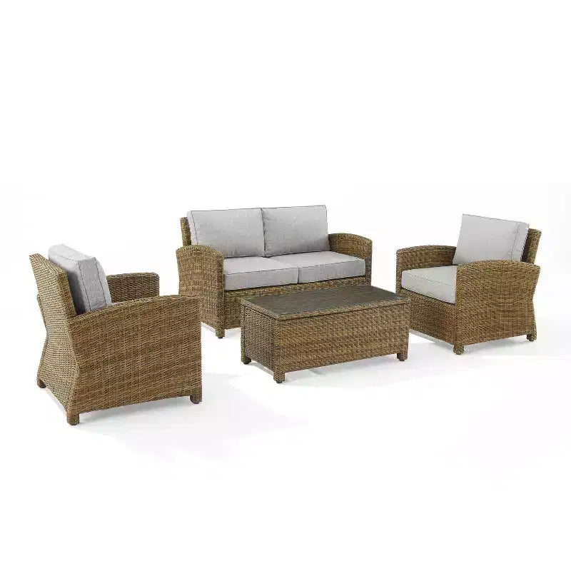 Bradenton 4-teiliges Outdoor-Sitzmöbel-Set aus Korbgeflecht – Crosley