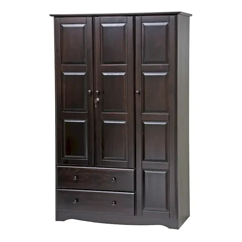 Kledingkast met 3 deuren - wit/mocha/java - massief hout