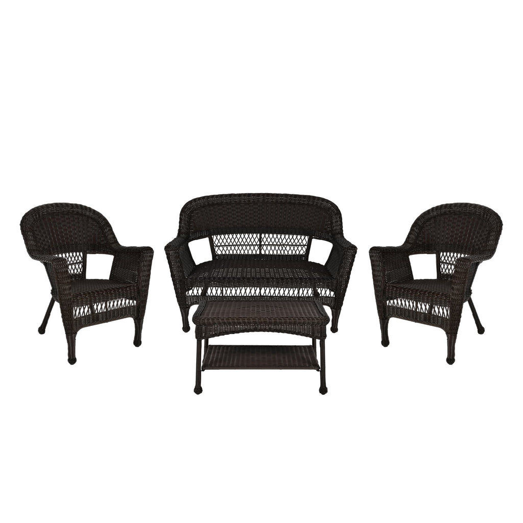 4-delige loungeset van wicker voor op het terras