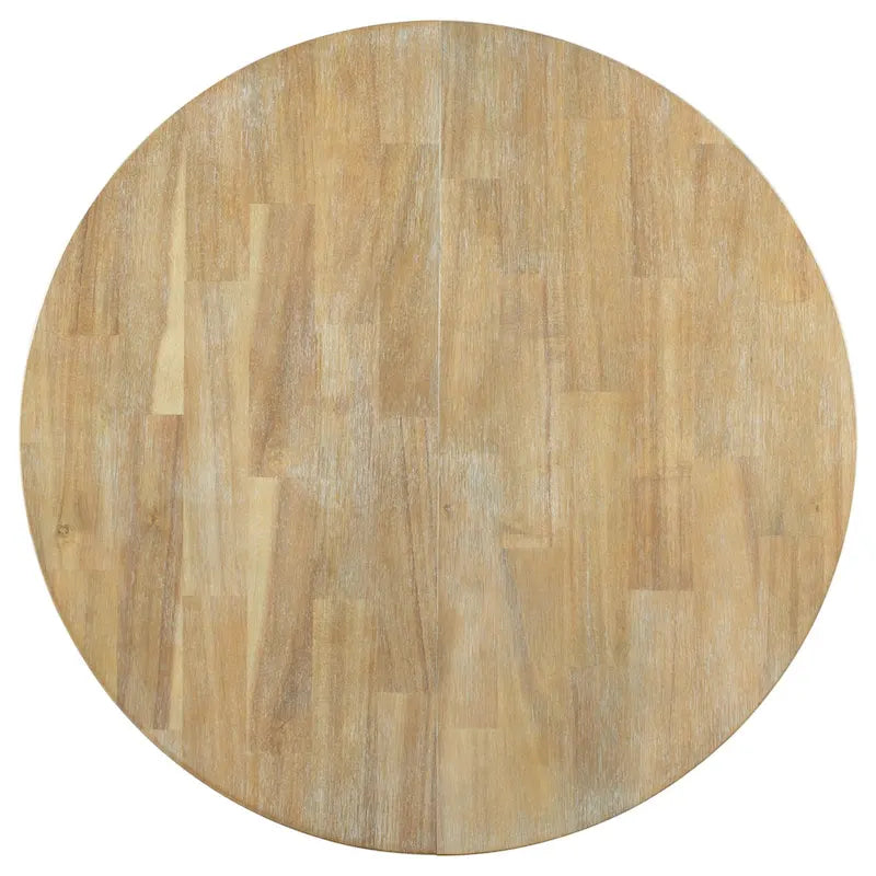 Ronde uitschuifbare eettafel in landelijke stijl met houten keukentafelblad en verlengblad van 16 inch