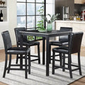 Ensemble de salle à manger moderne de 5 pièces avec table carrée à hauteur de comptoir et 4 chaises rembourrées
