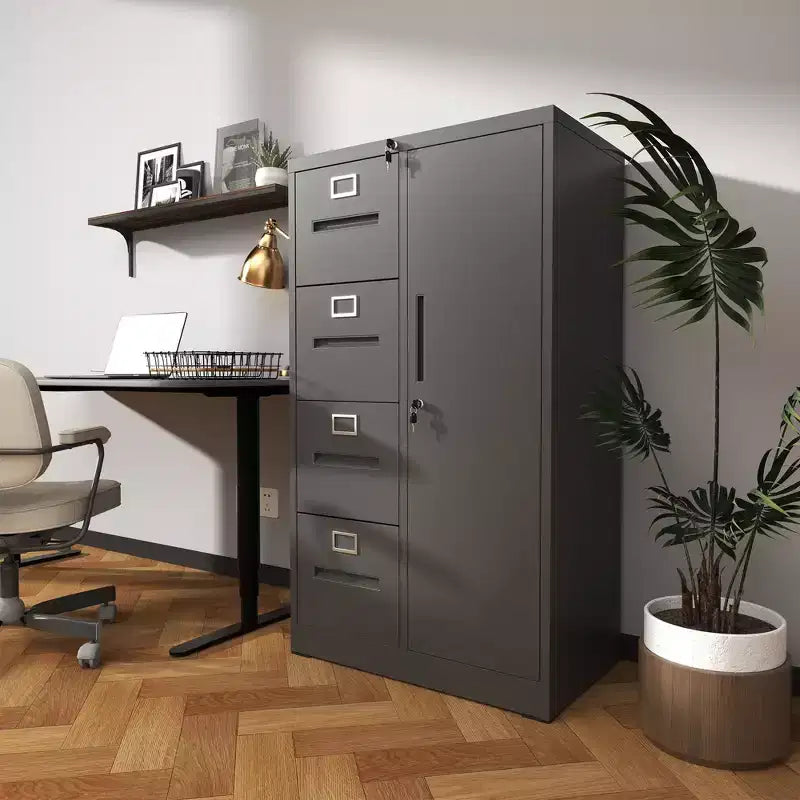 Classeur vertical de rangement en métal avec serrure, armoire à dossiers en acier à 4 tiroirs