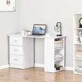 Bureau informatique HOMCOM 47 pour bureau à domicile, combinaison bibliothèque, table d’écriture et poste de travail moderne avec 3 tiroirs et étagère de rangement — blanc