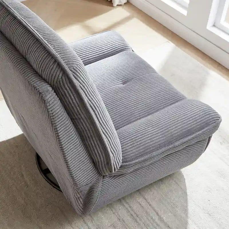 Fauteuil inclinable pivotant et berçant en velours côtelé, avec repose-pieds, pour le salon