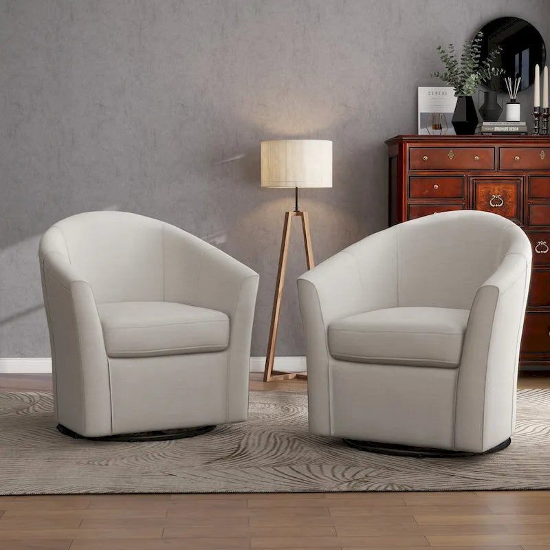 Set van 2 moderne gestoffeerde draaibare kuipstoelen voor de woonkamer