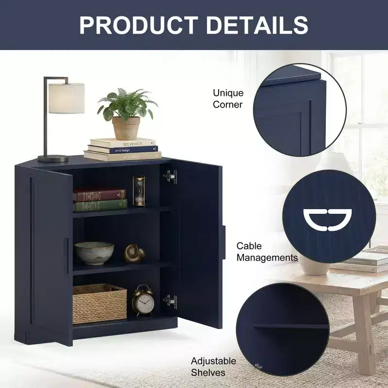 Dovelina hoekkast met verstelbare planken, dressoir, buffetkast, wijnkast en keuken- en eetkamerkast met houten deuren – 31H x 31W, 36H x 31W