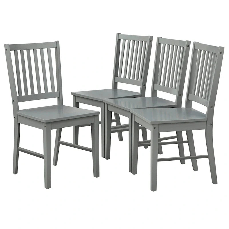 Set van 4 eetkamerstoelen van massief hout met spijlenrugleuning, stevig frame, klassiek ontwerp, eenvoudig te monteren