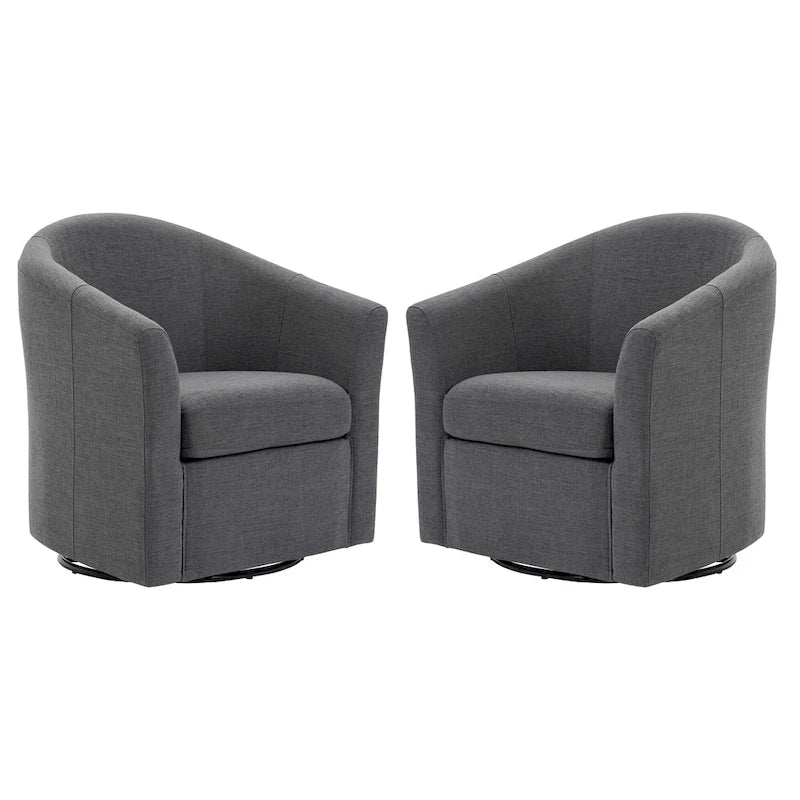 Set van 2 moderne gestoffeerde draaibare kuipstoelen voor de woonkamer