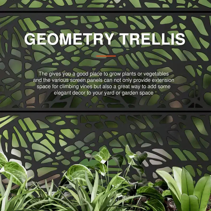 MAYEERTY plantenbak met ijzeren trellis, zwart net, stijl 01, 72x47x16in, set van 3
