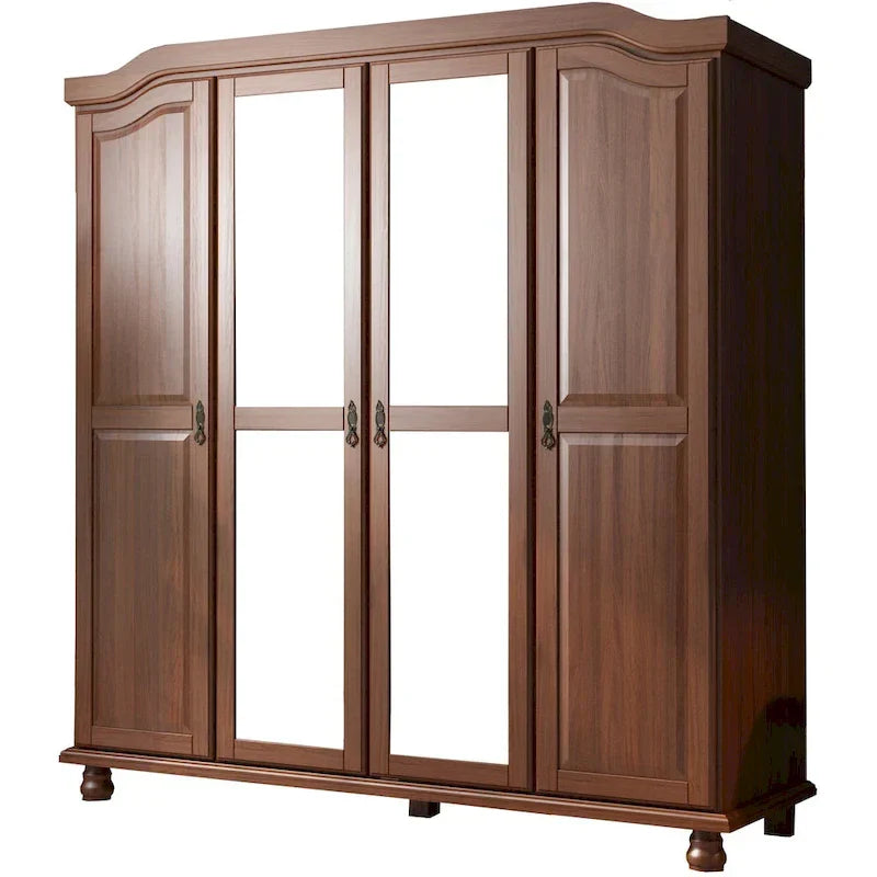 Palace Imports Kyle-kledingkast met 4 deuren, 100% massief hout, met deuren van massief hout of spiegeldeuren