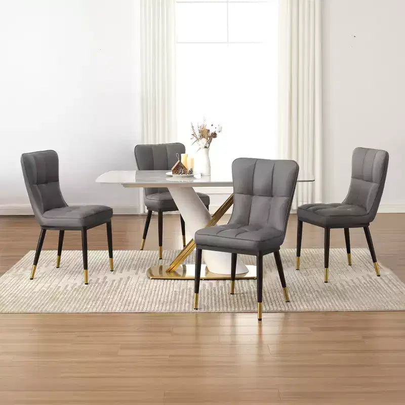 Ensemble de 6 chaises de salle à manger Bekrvio, siège moderne rembourré en similicuir avec dossier haut, pieds en métal, chaises de cuisine sans accoudoirs pour le salon et la salle à manger