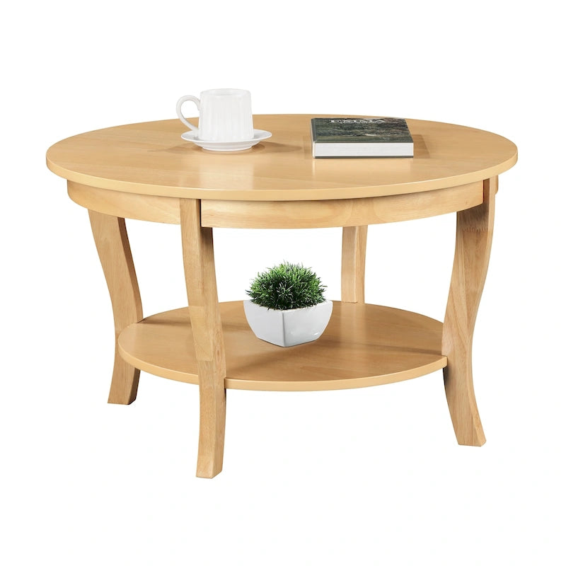 Table basse ronde American Heritage de Convenience Concepts avec étagère