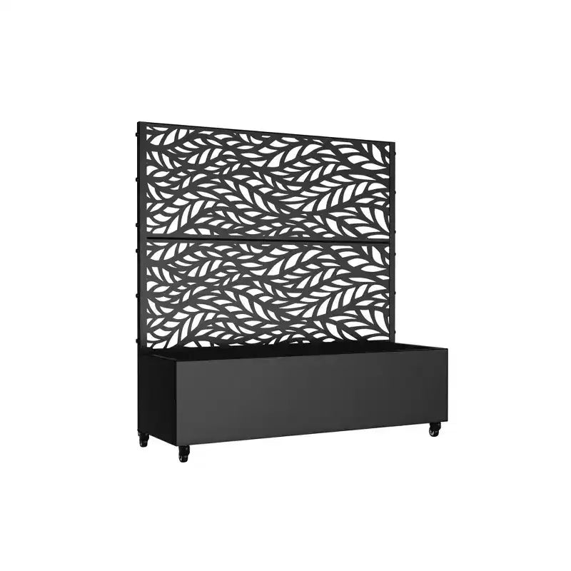 MAYEERTY plantenbak met trellis, ijzer, zwart, lamellen, Classic Helen Street 01, gecombineerde stijl, 72 x 47 x 16 inch, set van 3