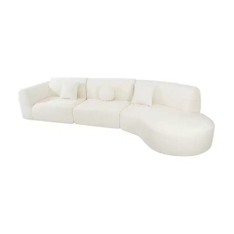 Moderne gebogen hoekbank van 140 inch met chaise longue, 3-delige set voor de woonkamer