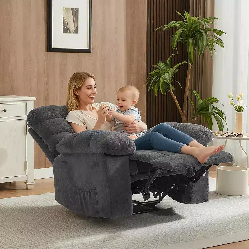 Fotel rozkładany z ręczną regulacją, ergonomiczny fotel z oddychającego materiału i kieszeniami bocznymi, jednoosobowa sofa, odpowiednia do salonu lub sypialni